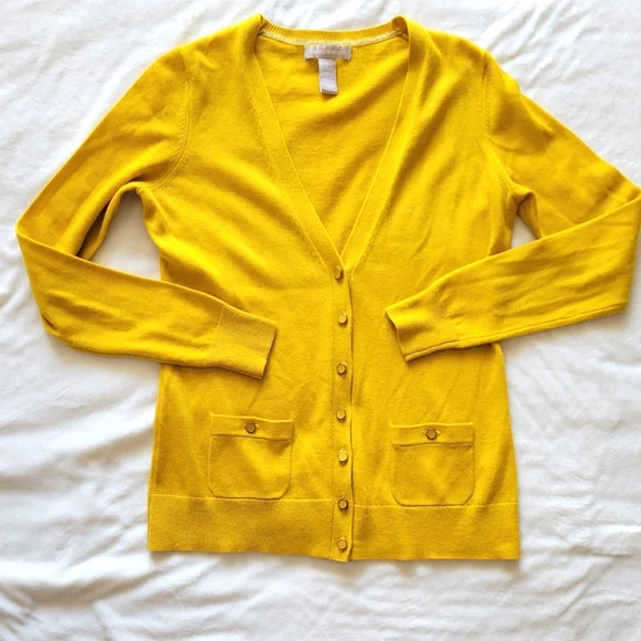 Banana Republic Golden Yellow Knit Cardigan Sweater size S - Picture 10 of 13